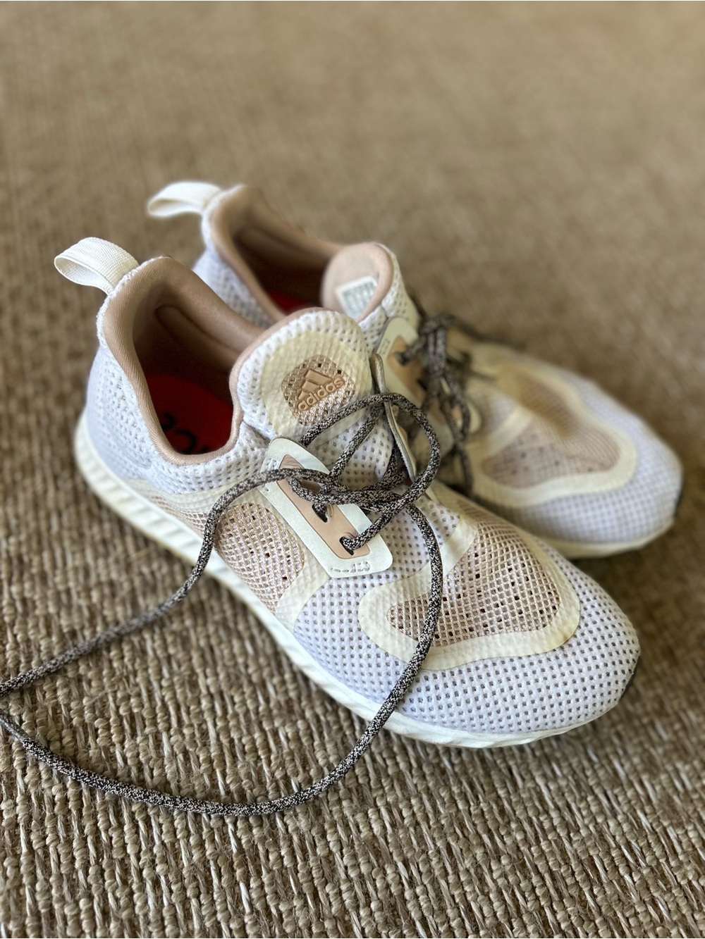 adidas Girls Breathable Mesh Sneakers in White and Cream